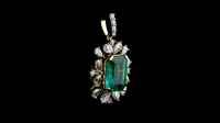 Collier pendentif diamant vert taille brillant marquise, diamant de laboratoire plaqué or blanc, certifié IGI, design minimaliste et élégant