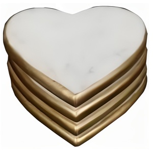 Sous-verres en marbre à double ombre fabriqués à la main en forme de coeur Table de cuisine sous-verres en pierre ensemble parfait cadeau de maison pour les êtres chers - Product Image 6