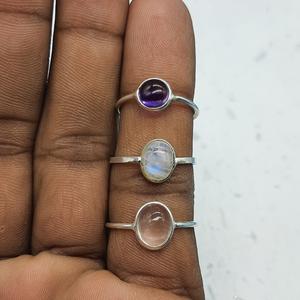 Bague à lunette en quartz rose délicat avec diamant rond taille brillant en argent sterling 925 cadeau simple et élégant pour son type de bijoux - Product Image 4