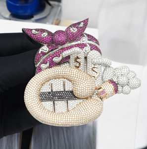 Collar Cubano Personalizado de Fábrica, Chapado en Oro, Plata 925 con Incrustaciones de Moissanita, Colgante con Nombre Personalizado en 3D, Estilo Hip Hop, Certificado IGI - Product Image 4