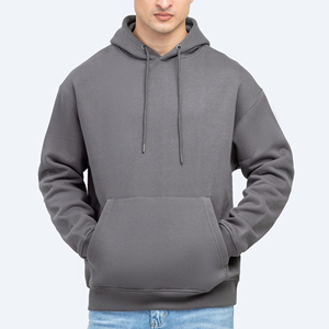 Sudadera con Capucha para Hombre, Corte Regular, Gruesa, con Logotipo Personalizado, Diseño de Hombros Caídos, Felpa, Mezcla de Algodón, Invierno, Tinte Liso - Product Image 1