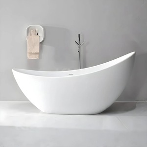 Bañera independiente ERICA blanca brillante de primera calidad, Material acrílico, bañera de baño de lujo, proveedor mayorista OEM - Product Image 3