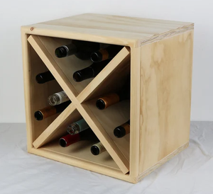 Support à bouteilles de vin en bois massif (design en X) - Product Image 1