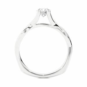 Bague de fiançailles en diamant rond solitaire avec tige torsadée pour femmes - Product Image 4