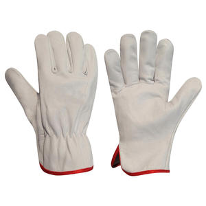 Ventas calientes Grado AB Piel de oveja entera Blanco Antideslizante Flexible Pulgar Conductor Cuero Trabajo Guantes DE SEGURIDAD Puño de seguridad - Product Image 3