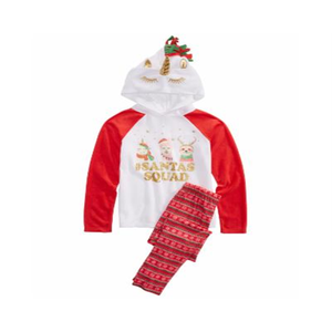 Set pigiama 2 pezzi Max & Olivia Santa's Squad per ragazze piccole e grandi, bianco, taglia L (10-12) - Product Image 1