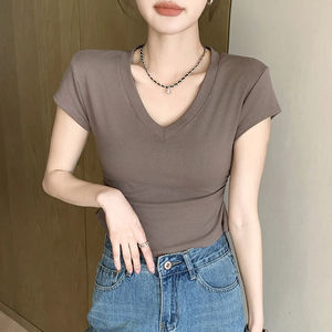 Mujeres manga corta Activewear alta calidad rápido en blanco personalizado mujeres entrenamiento gimnasio Yoga suave camiseta Top - Product Image 6