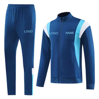 Survêtement Homme Personnalisé avec Logo en Polyester, Bleu Ciel et Blanc Contrastant, Veste Zippée Intégrale et Pantalon – Fabricant OEM