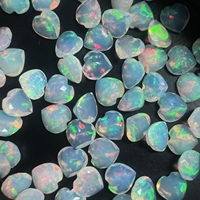 Opale d'Éthiopie naturelle blanche 4mm 6mm 8mm, taille cœur à facettes, effet feu, pierres précieuses en vrac, certifiées IGI, création artisanale indienne