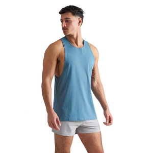 Camiseta sin mangas con cuello redondo de mezcla de algodón para hombre a la moda, tela transpirable, ligera, sin mangas, logotipo personalizado, chaleco para hombre, venta al por mayor de fábrica OEM - Product Image 2