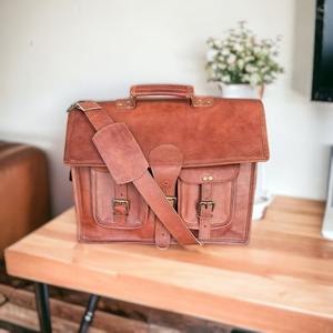 Sac messager unisexe vintage en cuir véritable fait à la main personnalisé pour mallette d'ordinateur portable - Product Image 2