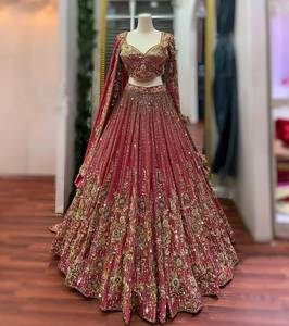 Meilleure vente de créateur indien Georgette Lehenga Choli avec broderie Dupatta et séquence Readymade Party Wear Outfit - Product Image 3