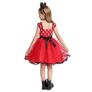 Robe de fête en mousseline de soie Minnie Mouse pour filles, style décontracté, robe d'anniversaire avec décoration en nœud pour 3, 4, 5, 6, 7 ans - Product Image 5