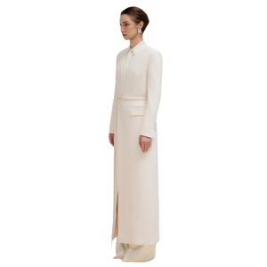 Abrigos de mujer antiarrugas con correa, abrigo de longitud Larissa, conjuntos de tela de alta calidad de Color blanco para mujer, marca local Whiteant - Product Image 1