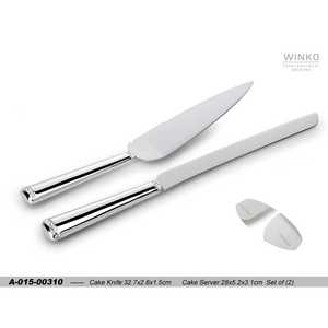 Winko pour acier inoxydable, ensemble de 2 cuillères à gâteau - plaqué argent, 32 cristaux transparents pour mariage (A-015-00310-990) - Product Image 1