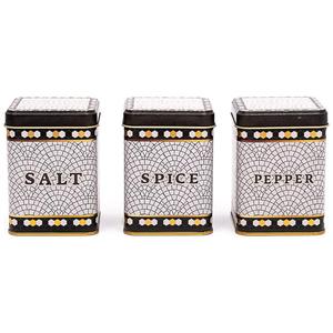 75 x 75 x 100 mm Square Metal Tin Box Set (Set of 3) Geometric <b>Mosaic</b> Pattern <b>Mosaic</b> Design - Product Image 1
