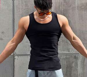 Chaleco de gimnasio de algodón GSM 230 para hombre, camiseta sin mangas lisa con logotipo personalizado para culturismo y Fitness - Product Image 2