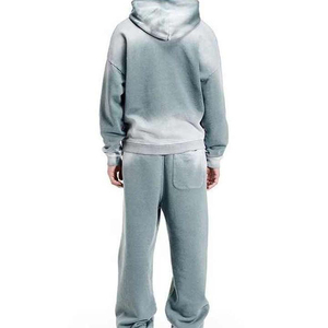 High Quality Rhinestones Acid Wash <b>Flare</b> <b>Sweatpants</b> Zip up Hoodie 2 Piece Set Unisex Rhinestone Vintage Acid Wash Men Tracksuit - Product Image 2