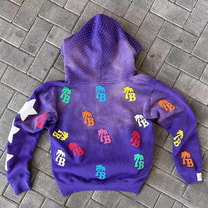 Sweat à capuche oversize pour homme en molleton 100% coton, broderie, col à capuche déchiré, motif uni, imprimé numérique, doublure, taille XL - Product Image 2