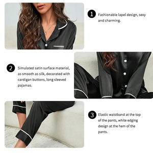 <b>Women</b> Silk Satin Pajama Set Loungewear Long Tops Pants Long Sleeve Pants and <b>Trousers</b> Sleep Set Home <b>Suit</b> for <b>Women</b> 2 Piece Set - Product Image 5