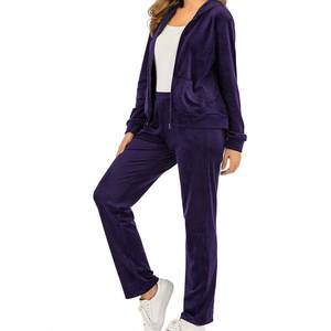 Custom Made Women Royal Blue <b>Velvet</b> <b>Tracksuit</b>-Breathable Winter Solid Casual Design with Custom Logo & Private Label - Product Image 6