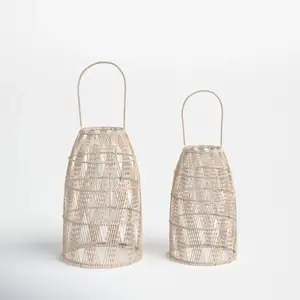 Cheap Wholesale Asian Style Rattan Decorative Wicker Lantern Bamboo Candle Holders for Home Living Room Other Candle Holders