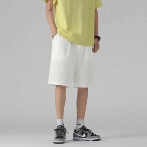 Bermudas de cintura media de algodón 100%, pantalones cortos transpirables estilo Hip Hop, cintura elástica, patrón sólido, entrenamiento de verano, uso en la playa - Product Image 1