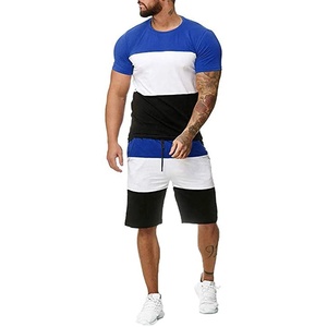 <b>Men's</b> Summer Solid Fleece Two-Piece Casual Tracksuit Breathable Cotton <b>Short</b> Sleeve <b>T</b>-<b>Shirts</b> Wide Leg <b>Shorts</b> <b>Set</b> Printed <b>Design</b> - Product Image 1