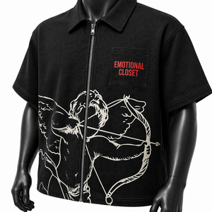 Camisa Oversize Personalizada para Hombre con Cremallera, Manga Corta, Corte Holgado, Estilo Urbano, Bolsillo con Diseño Gráfico, Venta al por Mayor OEM - Product Image 3