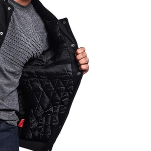 Chaqueta Varsity Personalizada Unisex Negro Blanco 100% Lana Soporte Invierno Universidad Chenille Parche Puff Estampado Bordado Letterman Chaquetas - Product Image 5