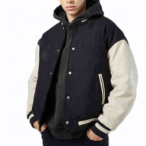 Street Wear Hommes Varsity Jacket Letterman Button Down Noir Et Blanc Varsity Bomber Jacket Pour Hommes Et Femmes - Product Image 2
