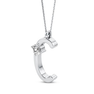 Colgante de Letra Mayúscula con Diamante Cultivado en Laboratorio VVS VS EF, Estilo Moderno y Minimalista, Plata de Ley 925 con Acabado en Oro, Inicial Personalizada Solitaria - Product Image 5