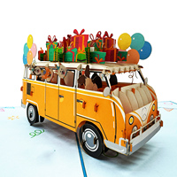 Tarjeta 3D Pop-up de Feliz Cumpleaños Hecha a Mano con Diseño Personalizado de Animales en Autobús, Manualidades de Papel, Vietnam, Mejor Precio, Marcapáginas Promocionales