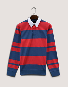 Camisetas de Rugby Transpirables de Alta Calidad para Hombre, Logotipo Personalizado OEM, Bordado, Corte Ajustado, Algodón Atlético a Rayas - Product Image 4