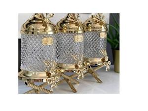 กระปุกแก้วทรงใบไม้สแตนเลสสีทอง ดีไซน์หรูหราทันสมัย สำหรับใส่เครื่องเทศ แป้ง ชา กาแฟ ของตกแต่งกลางโต๊ะ ส่งออก - Product Image 2