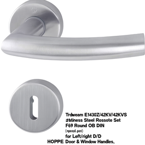 Juego de Rosetas de Acero Inoxidable Trondheim E1430Z/42KV/42KVS F69 Redondas OB DIN para Manijas de Puertas y Ventanas HOPPE Izquierda/Derecha D/D - Product Image 3