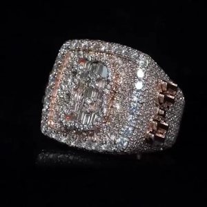 Iced Out 925 Sterling <b>Silver</b> Custom Letter Rhodium Plated VVS Moissanite Diamond Sparkling Luxury <b>Statement</b> <b>Ring</b> For Unisex Wear - Product Image 2