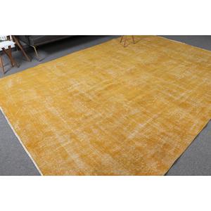 พรมวินเทจขนาดใหญ่ 8.1x11.2 ฟุต (246x341 ซม.) พรมลายแอ็บสแตรกสีเหลืองสไตล์ตุรกี - Product Image 2