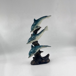Statue de Queue de Baleine en Polyrésine, Sculpture de Tortues Marines et Trois Dauphins, Décoration Nautique d'Animaux Marins pour Table, Ornements - Product Image 5