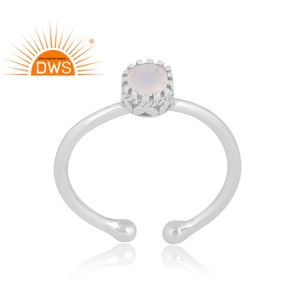 Nouvelle tendance Design 925 argent naturel arc-en-ciel pierre de lune bague en pierres précieuses pour les femmes conception personnalisée fournisseur de bijoux - Product Image 1