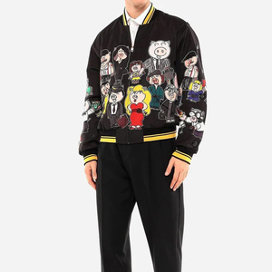 Chaqueta de bombardero de satén barata al por mayor, chaqueta acolchada de béisbol con logotipo personalizado y cuello levantado, chaqueta de bombardero para hombre - Product Image 6