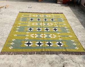 Tendance fait à la main naturel grands tapis brodés laine Jute tapis indien motifs traditionnels pour salon chambre tapis - Product Image 6