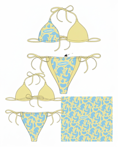 Premium 220 GSM polyester spandex teal abstract print <b>string</b> <b>bikini</b> <b>set</b> heat transfer logo Women <b>Bikini</b> <b>Set</b> - Product Image 3