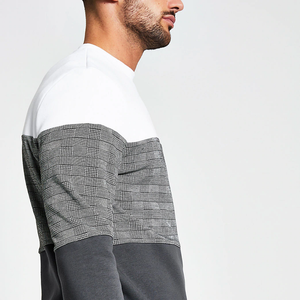 French Terry Cotton Hoodies <b>Men</b> Sweat Shirts Long Sleeve Stripe Check Color Block Slim Fit <b>Sweatshirt</b> <b>Crewneck</b> <b>Sweatshirts</b> - Product Image 5