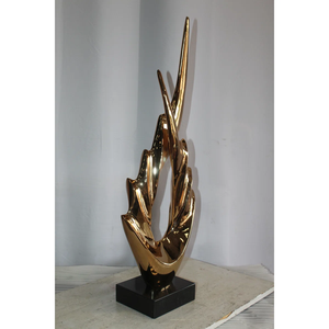Modern Cross Abstract Sculpture Tabletop <b>Bookshelf</b> Gold Finish Aluminium <b>Desk</b> Sculpture for Office Living Room Metal Material - Product Image 2