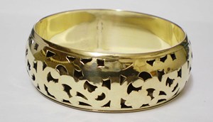 Luxury Angular Ribbed Pyramid <b>Metal</b> Plated Copper Bangle For Women Trendy Wide Statement Cuff <b>Bracelet</b> Elegant High Polish - Product Image 6