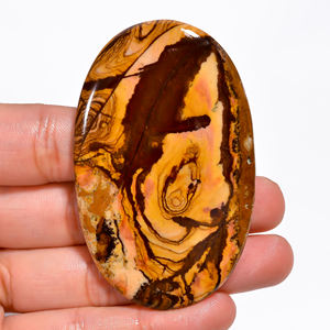 Cabujones de jaspe Biggs naturales australianos, piedras preciosas sueltas de corte ovalado de pera pulida para la fabricación de joyas, alambre de patrones escénicos únicos - Product Image 5