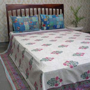 Latest Design Organic Cotton Dohar Queen Size Quilt Handcrafted Indian HandBlock <b>Printed</b> Bedding Traditional Indian Quilt Bulk - Product Image 4