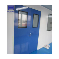 Portes battantes doubles en acier inoxydable pour salle blanche avec isolation acoustique souple et flexible en verre