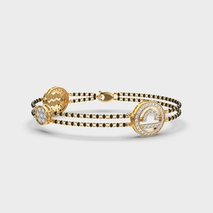 Pulsera Kada Mangal Sutra de Doble Halo con Diamantes Cultivados en Laboratorio, Bañada en Rodio en Oro Amarillo/Blanco/Rosa de 14 Quilates - Product Image 2